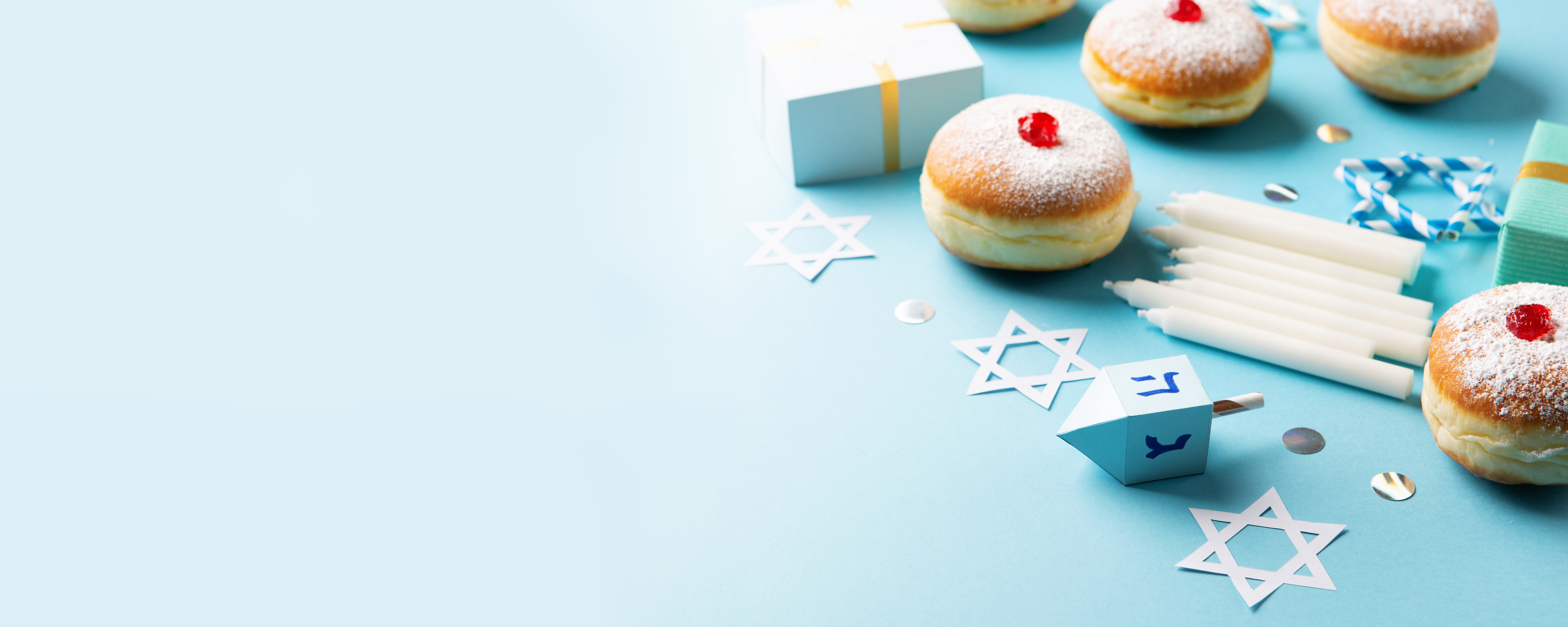 Jewish Holiday Hanukkah Concept - Hanukkah Sweet Doughnut with P